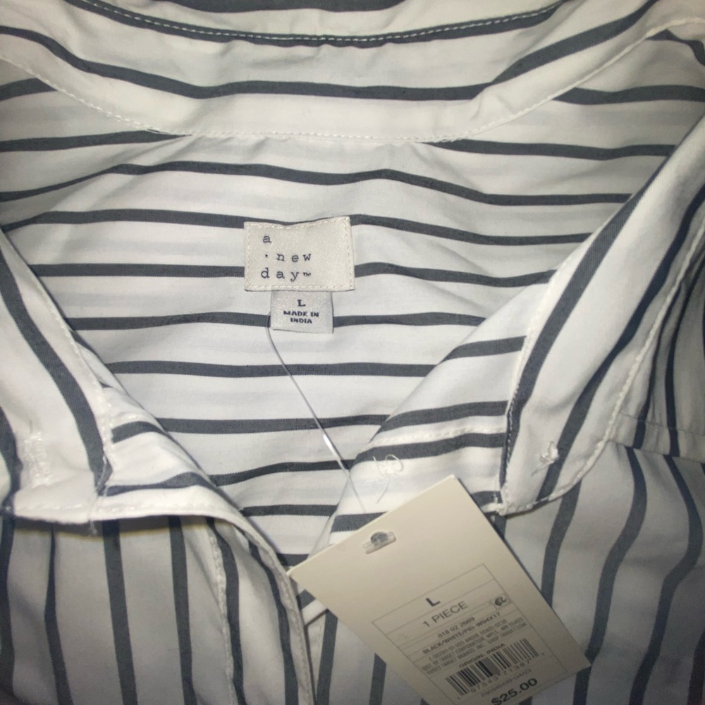 A New Day Navy and White Striped Blouse